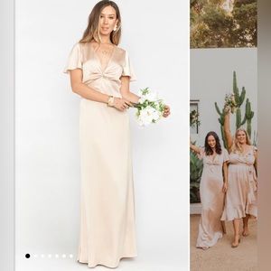 Show me your mumu champagne bridesmaid dress